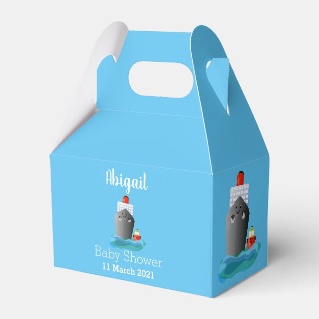 Caixinha De Lembrancinhas Ilustração de desenho animado do navio de linha do (Frente)