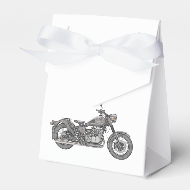 Caixinha De Lembrancinhas Ilustração do Estilo de Lápis de Motociclos Urais  (Frente)