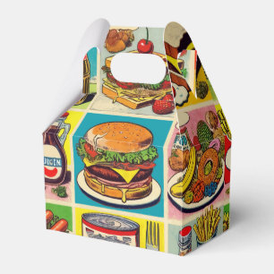 Caixinha De Lembrancinhas Ilustração em quadrinhos da Comida Vintage