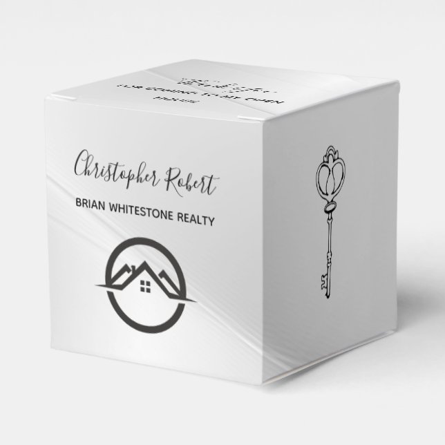 Caixinha De Lembrancinhas Imobiliária Prata Elegante (Frente)
