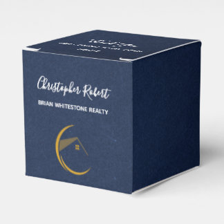 Caixinha De Lembrancinhas Imobiliário Azul Naval Minimalista