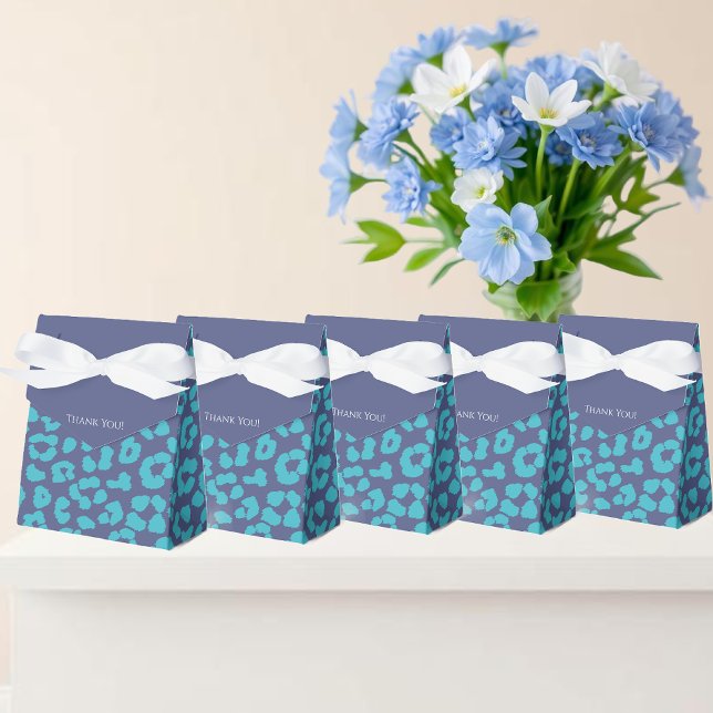 Caixinha De Lembrancinhas Impressão de Leopardo Azul (Blue Leopard Print- Favor Boxes )
