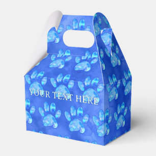 Caixinha De Lembrancinhas Impressão de Pata Azul Aquarela Personalizada Text