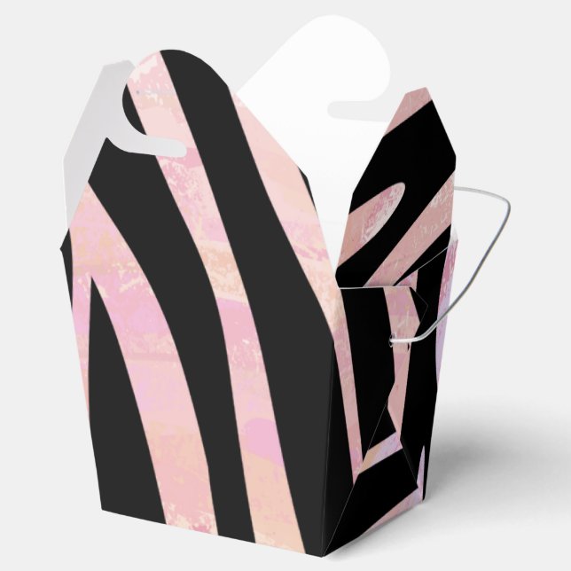 Caixinha De Lembrancinhas Impressão de Zebra Preta e Rosa (Aberto)