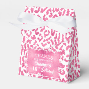 Caixinha De Lembrancinhas Impressão Leopardo Branco Rosa-Chic
