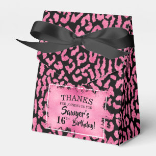 Caixinha De Lembrancinhas Impressão Leopardo Preto-Rosa-Chic