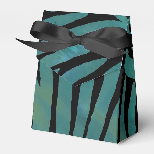 Caixinha De Lembrancinhas Impressão Teal Zebra (Frente)