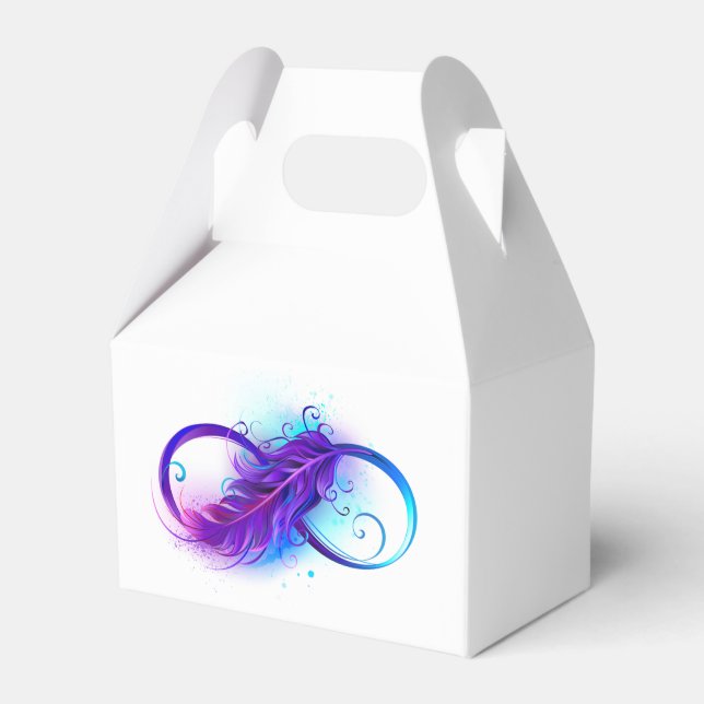 Caixinha De Lembrancinhas Infinidade com pena roxa (Frente)