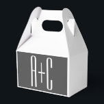 Caixinha De Lembrancinhas Iniciais de Casais modernos | Cinzas e brancas<br><div class="desc">Iniciais de casais negros e modernos.</div>