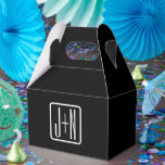 Caixinha De Lembrancinhas Iniciais Modernos Monogramados | Preto & Branco<br><div class="desc">Design de monograma personalizável moderno,  edite como quiser.</div>
