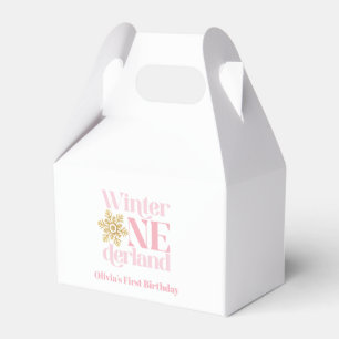 Caixinha De Lembrancinhas Inverno Onederland Floco de Neve Rosa 1º Aniversár