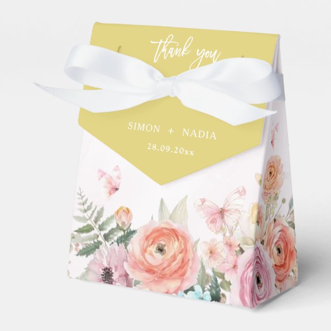 Caixinha De Lembrancinhas Island Citrus Butterfly Ranunculus Garden Wedding (Frente)