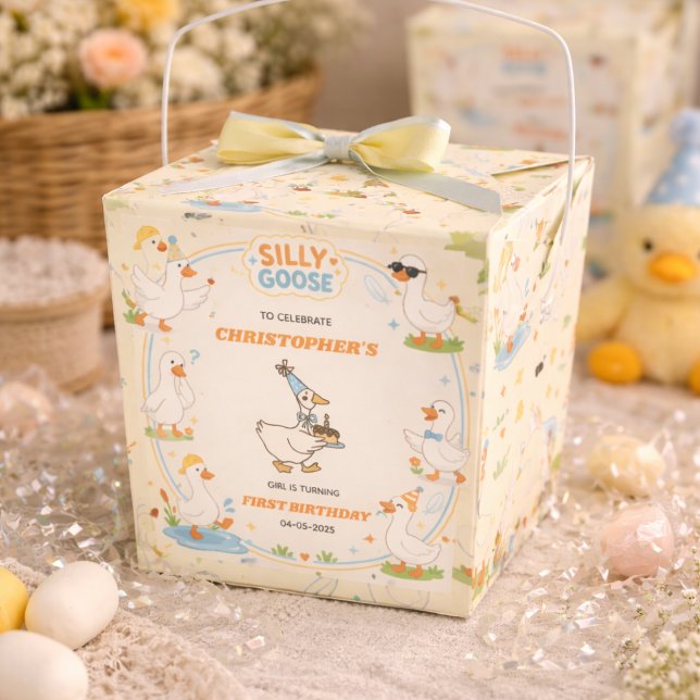 Caixinha De Lembrancinhas It’s ONE Silly Goose Retro 1st Birthday Fun Modern (It’s ONE Silly Goose Retro 1st Birthday Fun Modern Favor Boxes
)