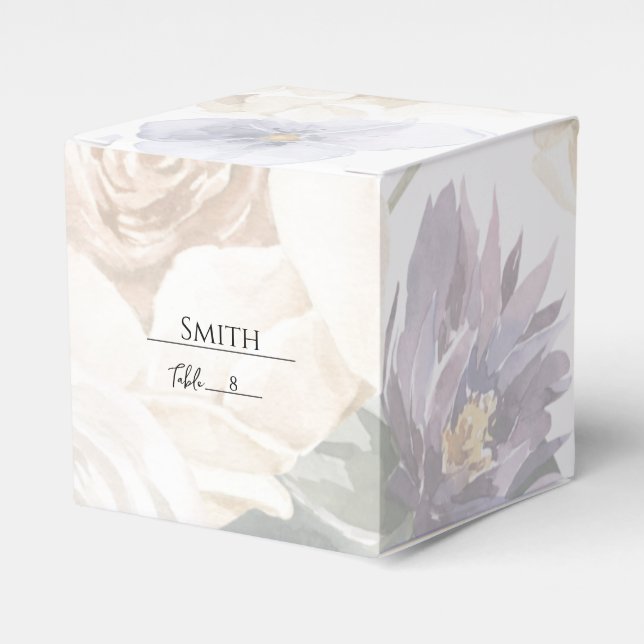 Caixinha De Lembrancinhas Ivory Lavender Blue Floral Wedding Favor Box  (Frente)