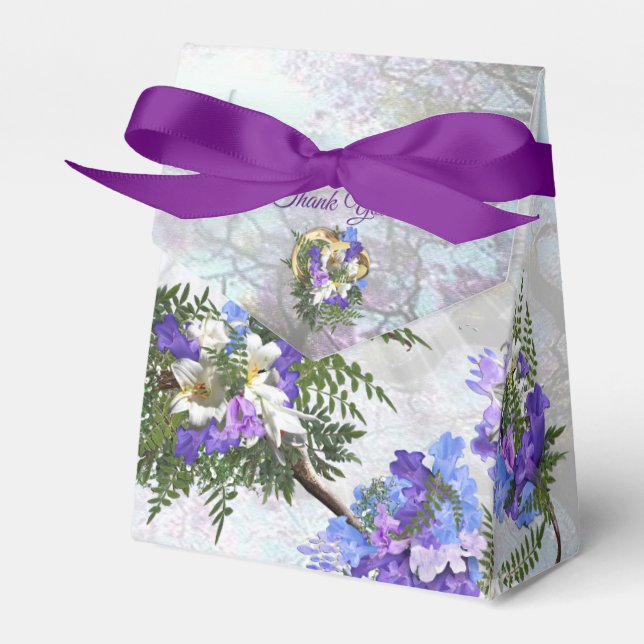 Caixinha De Lembrancinhas Jacaranda Floresce & Buquê de Lírio (Frente)