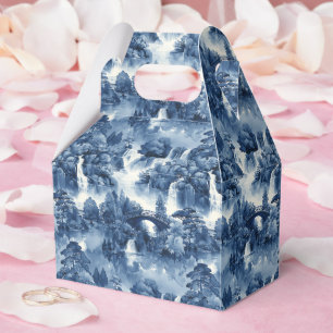 Caixinha De Lembrancinhas Jardim d'água japonês em porcelana branca azul