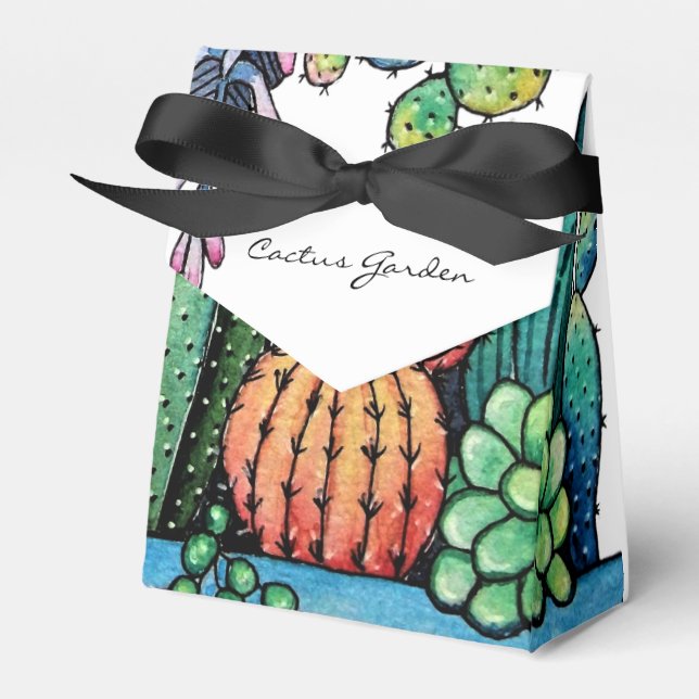Caixinha De Lembrancinhas Jardim De Cactus Caquetado Em Pote (Frente)