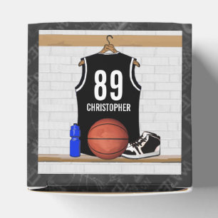 Caixinha De Lembrancinhas Jérsei preto e branco personalizado do basquetebo