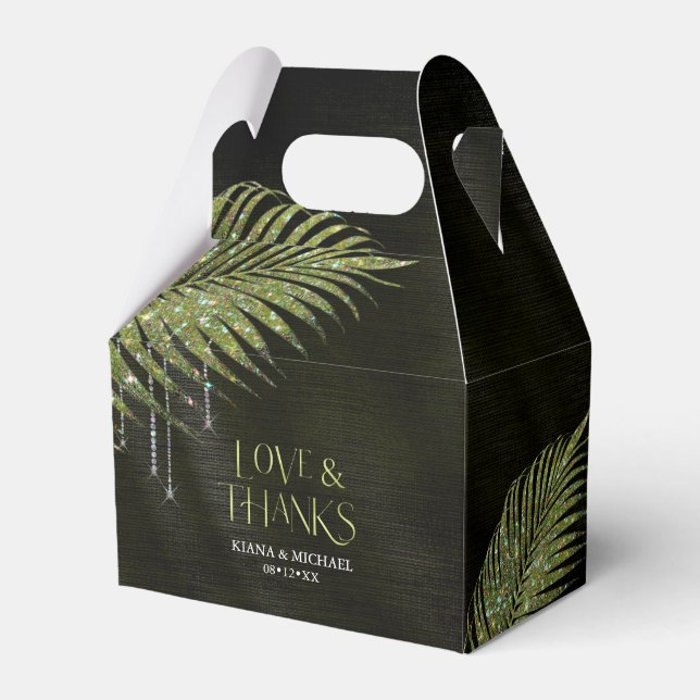 Caixinha De Lembrancinhas Jewel Palm Leaf Green V2 ID830 (Frente)