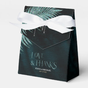 Caixinha De Lembrancinhas Jewel Palm Leaf Wedding Teal ID830