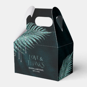 Caixinha De Lembrancinhas Jewel Palm Leaf Wedding Teal V2 ID830