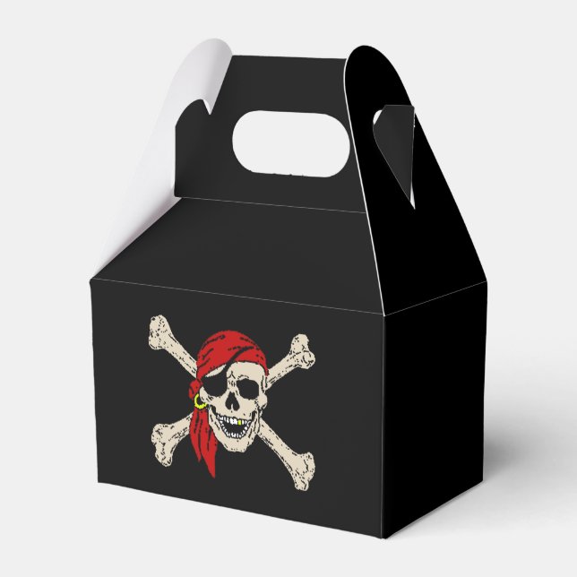 Caixinha De Lembrancinhas Jolly Roger Pirate Skull Bones Red Bandanna (Verso)
