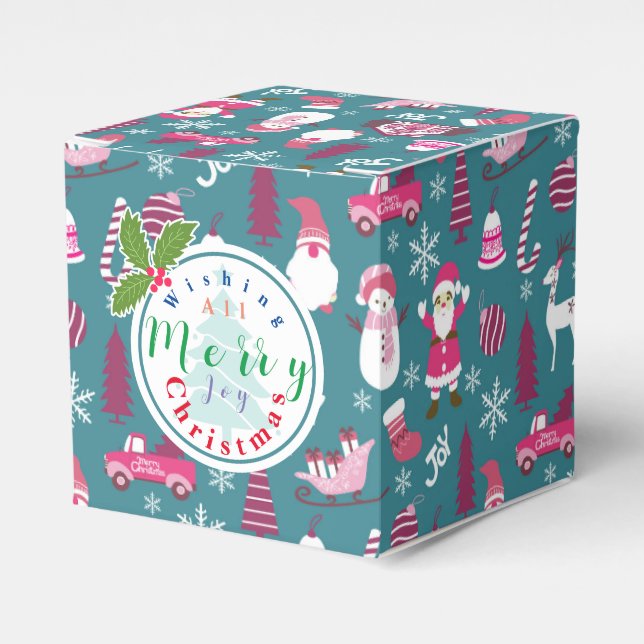 Caixinha De Lembrancinhas Joy Christmas Turquoise (Frente)