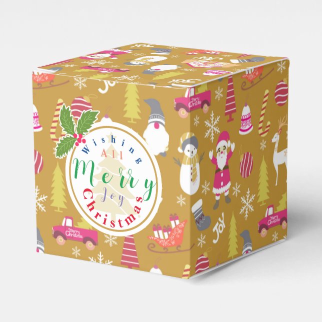 Caixinha De Lembrancinhas Joy Natal Dourado (Frente)