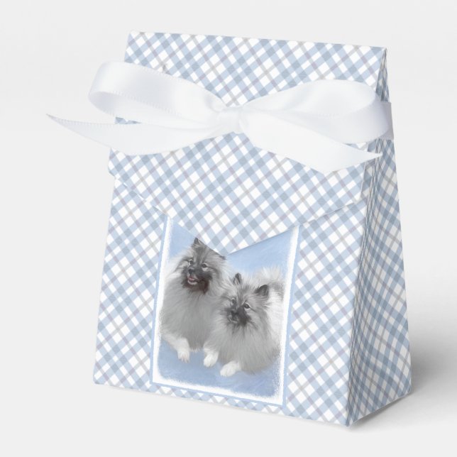 Caixinha De Lembrancinhas Keeshond Pair de Kees pintando Arte Animal Origina (Frente)