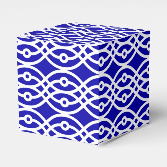 Caixinha De Lembrancinhas Kimono impressão, azul de cobalto e branco (Frente)