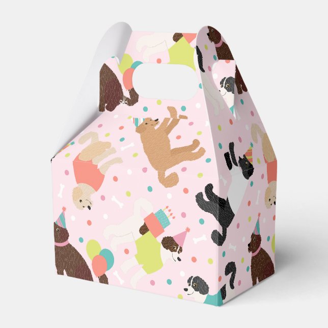 Caixinha De Lembrancinhas Labradoodle / Festa de aniversário de Goldendoodle (Frente)