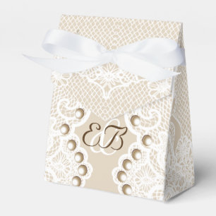 Caixinha De Lembrancinhas Laço branco elegante com casamento bege das