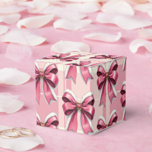 Caixinha De Lembrancinhas Laços de Papai Noel Xadrez Natal Rosa