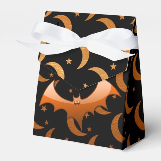 Caixinha De Lembrancinhas Laranja Bat Quarter Moons Favoritos (Frente)