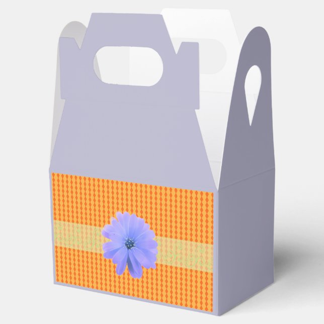 Caixinha De Lembrancinhas Laranja Mini Padrão de Diamante com Flor (Aberto)