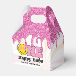 Caixinha De Lembrancinhas Laranja Rosa Retro Um Bebê Feliz Aniversário de 1 