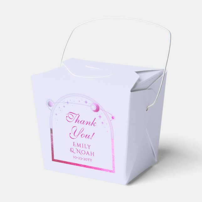 Caixinha De Lembrancinhas Lavanda Celestial Rosa Sol Lua Estrelas Casamento (Frente)