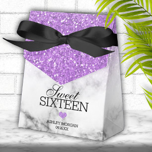 Caixinha De Lembrancinhas Lavanda Cintilação Negra/Marble Sweet 16