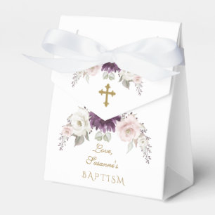 Caixinha De Lembrancinhas Lavanda Cor-de-rosa Flores Monograma Batismo