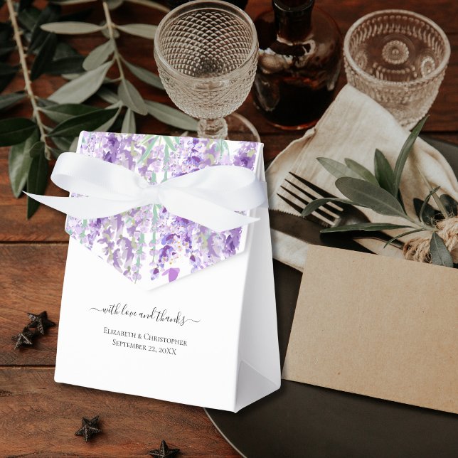 Caixinha De Lembrancinhas Lavanda Verde Botânica Casamento Roxo Verde  (Lavender Botanical Green Purple Flowers Floral Wedding Favor Boxes- Personalized)