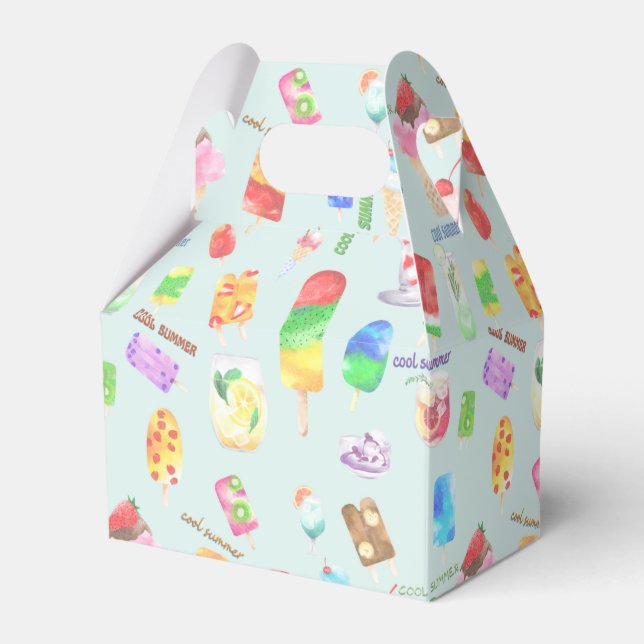 Caixinha De Lembrancinhas legal sorvete de verão, police e bebida gelada (Frente)