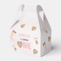 Leite e cookies cor-de-rosa Primeira Festa de aniv