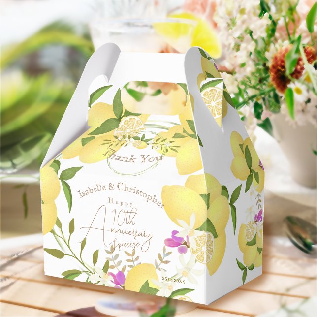 Caixinha De Lembrancinhas Lemon Squeeze Aniversário Obrigado (10th Anniversary Wedding 
Favor Box)