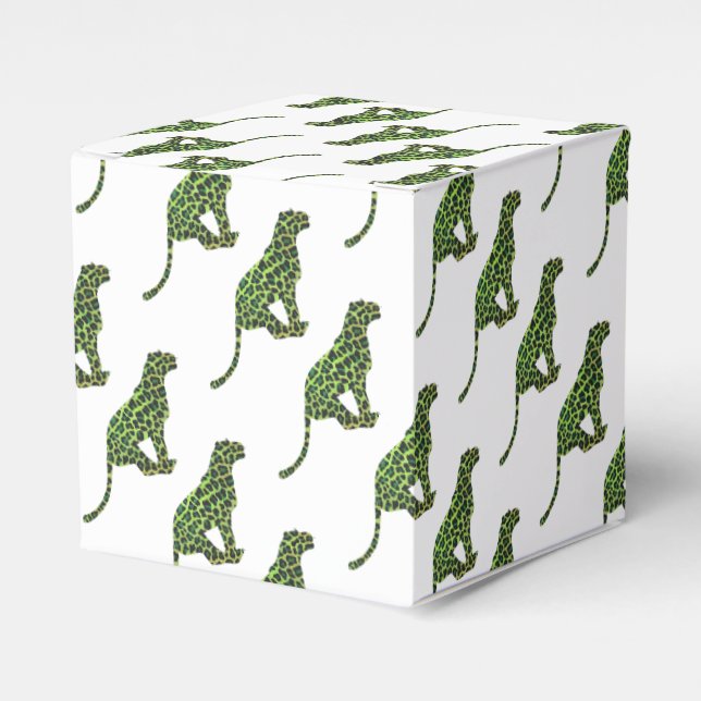 Caixinha De Lembrancinhas Leopard Black and Green Silhouette (Frente)