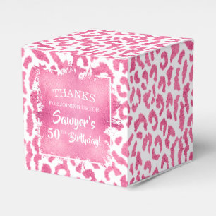 Caixinha De Lembrancinhas Leopardo Branco Rosa Menino