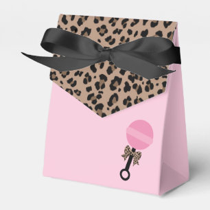 Caixinha De Lembrancinhas Leopardo e Chá de fraldas rosa