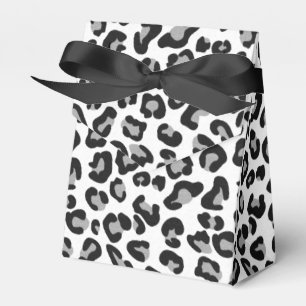 Caixinha De Lembrancinhas Leopardo impresso em preto e branco com Cinza