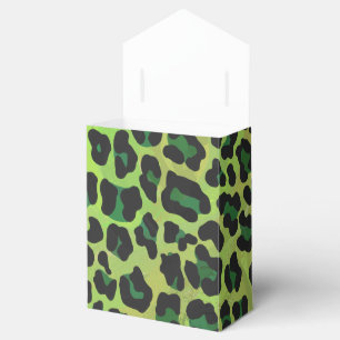 Caixinha De Lembrancinhas Leopardo Negro e Impressão Verde