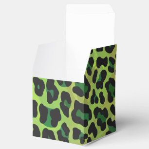 Caixinha De Lembrancinhas Leopardo Negro e Impressão Verde