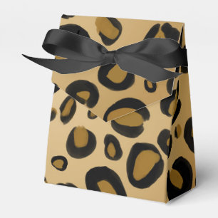 Caixinha De Lembrancinhas Leopardo Pintado Impressão Manchas Bege Dourado